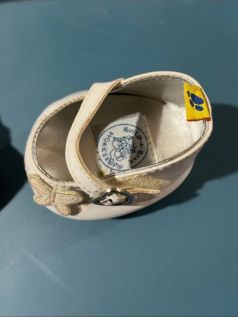 Build-A-Bear Mary Jane Baby Shoes with Gold Butterfly Accent